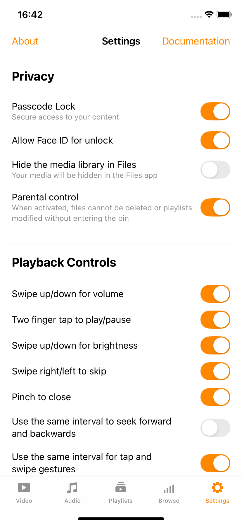 Settings Screen with Toggles